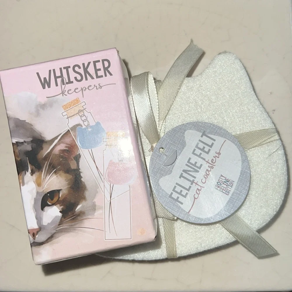 Frosty Feline Felt Coasters + Cat Whisker Keepers
